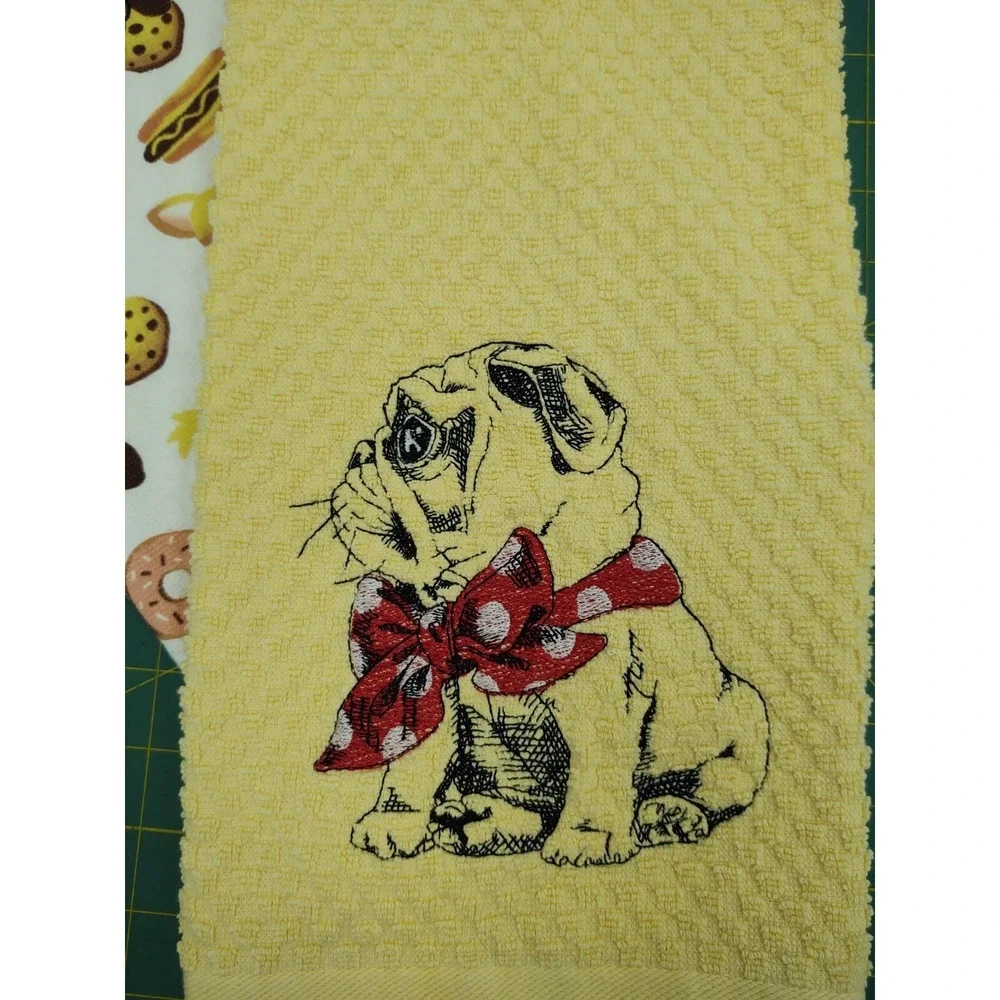 Pug Dog With A Scarf Kitchen Bath Hand Bar Towel Set of 2 Great Gift!